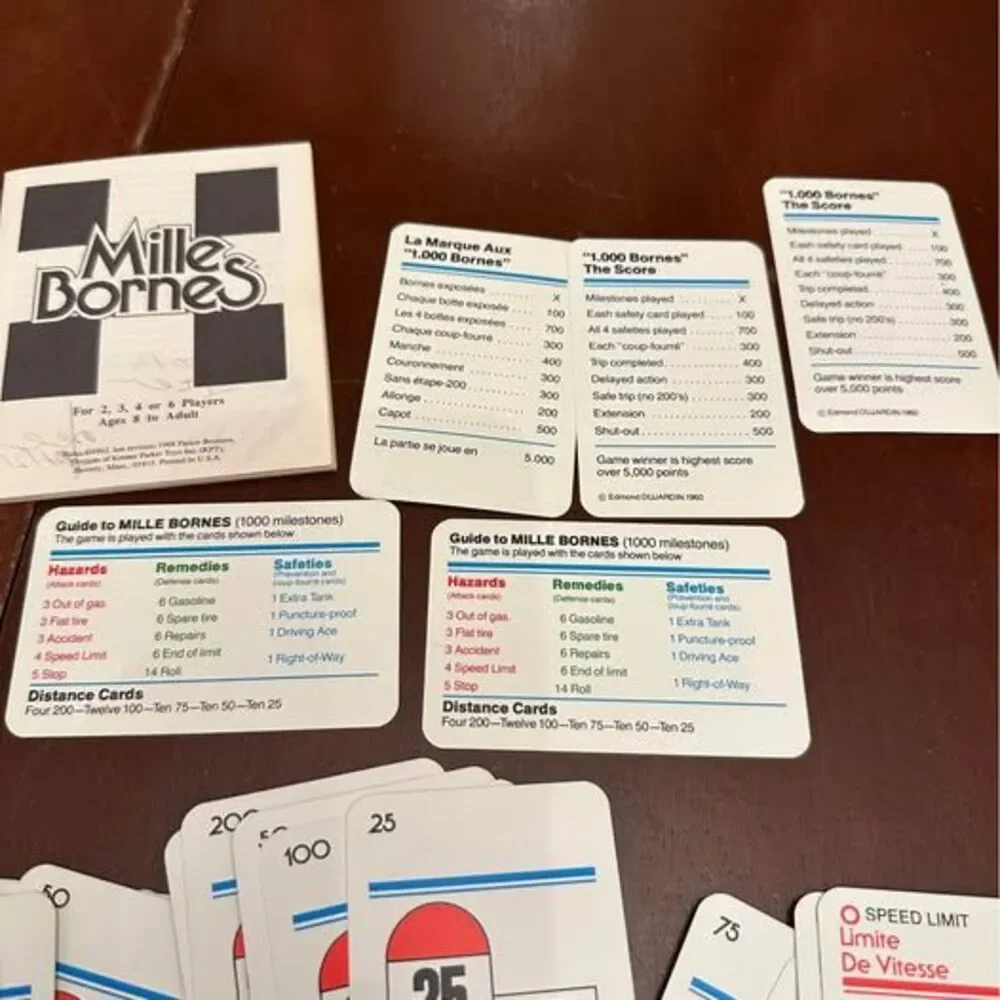 Vintage Parker Bros Mille Bornes French Auto Racing Card Game